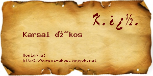 Karsai Ákos névjegykártya